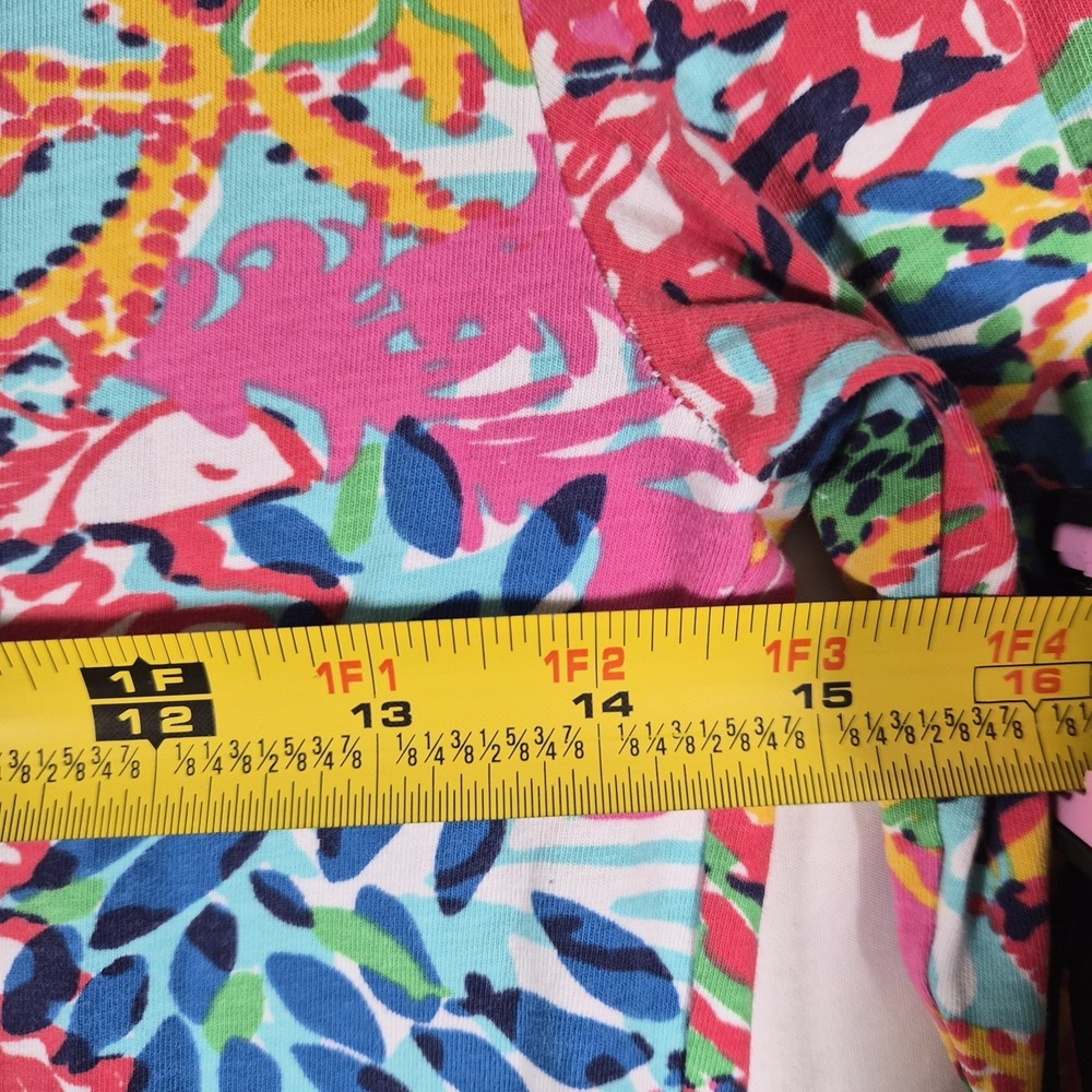 Lilly Pulitzer Women's XS Floral Long Sleeve Top Pink Blue Tropical V Neck - Picture 7 of 9